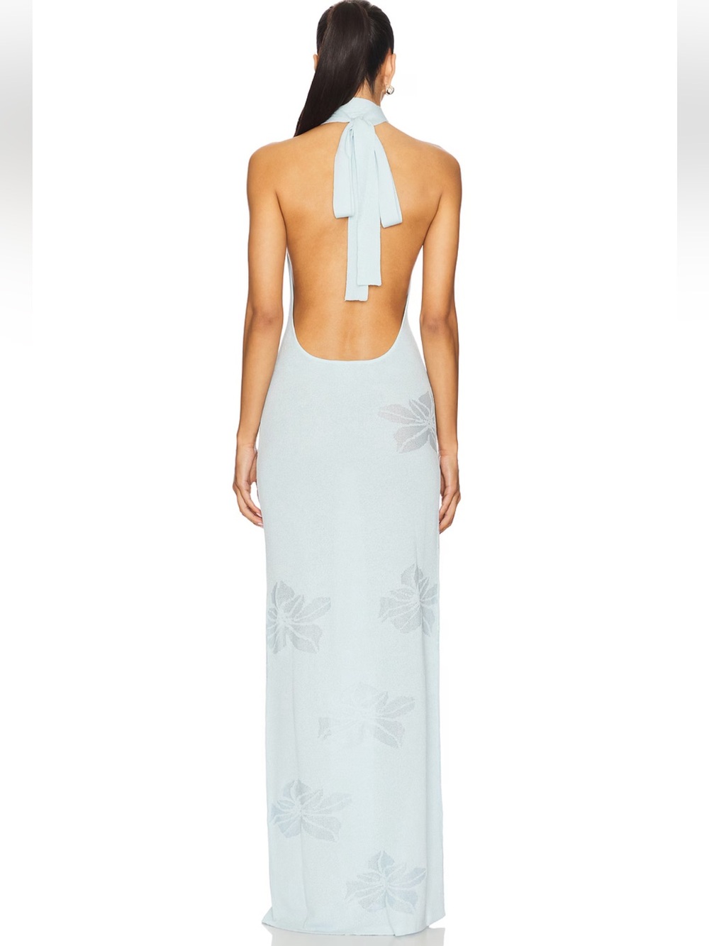 SNDYS x Revolve Light Blue Tahiti Halter Maxi Dress with Tie Back Sz M - Picture 2 of 11